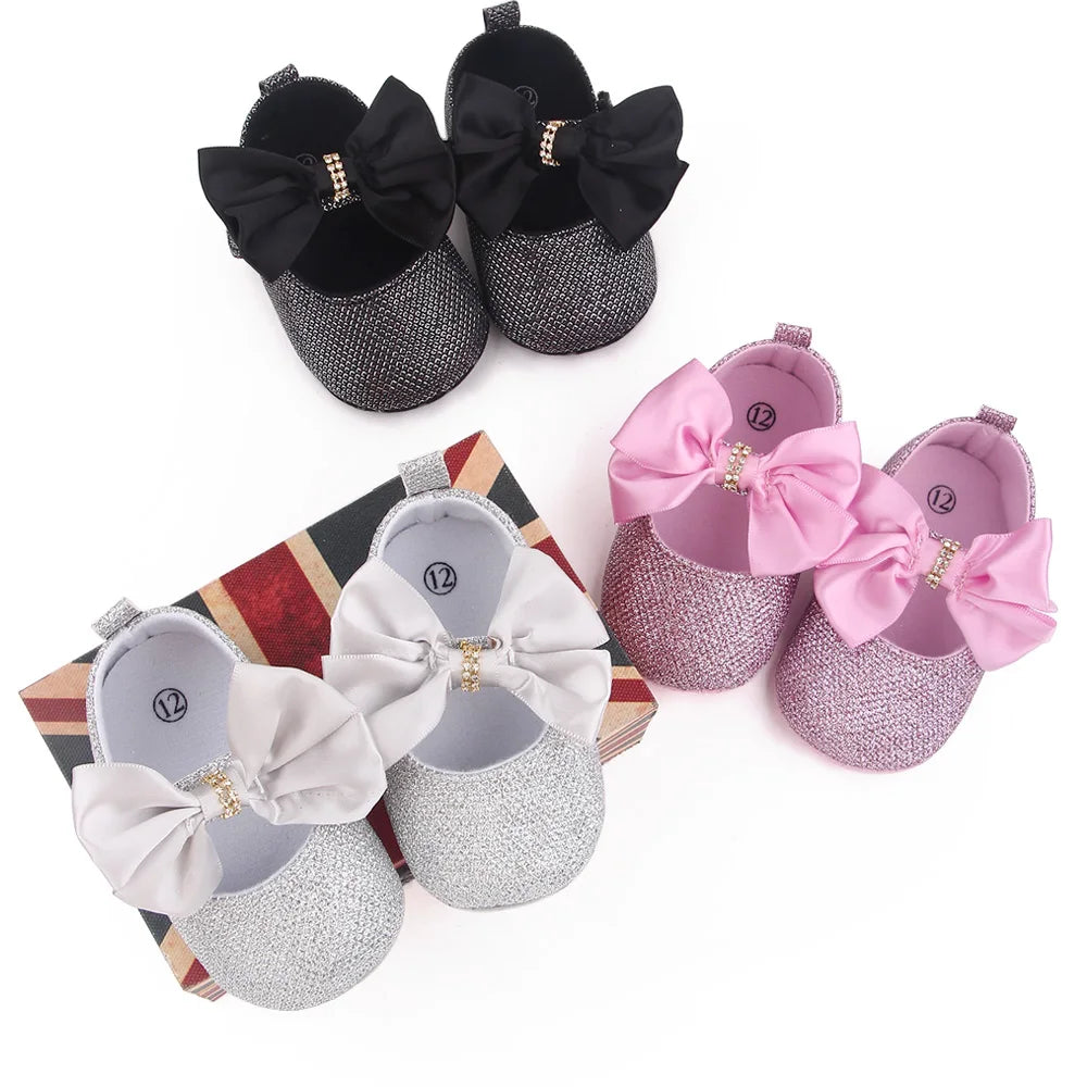 Spring Autumn Beautiful Baby Girl Princess Shoes Soft Soled Butterfly Bowknot Fashion Design Solid Newborn Prewalker Shoes