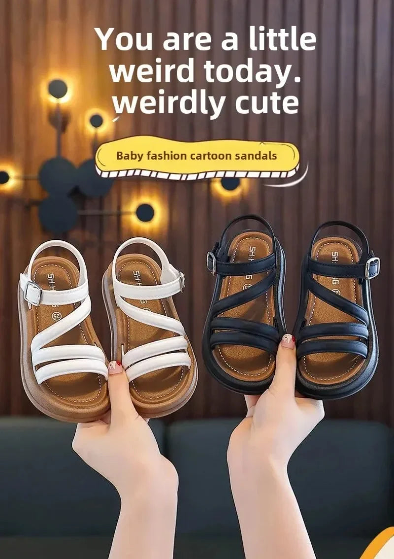 1-10Y Baby Girls Sandals Summer Children's New Cool Fashion Princess Cute Versatile Shoes for Students Flat Sandal Casual Shoe