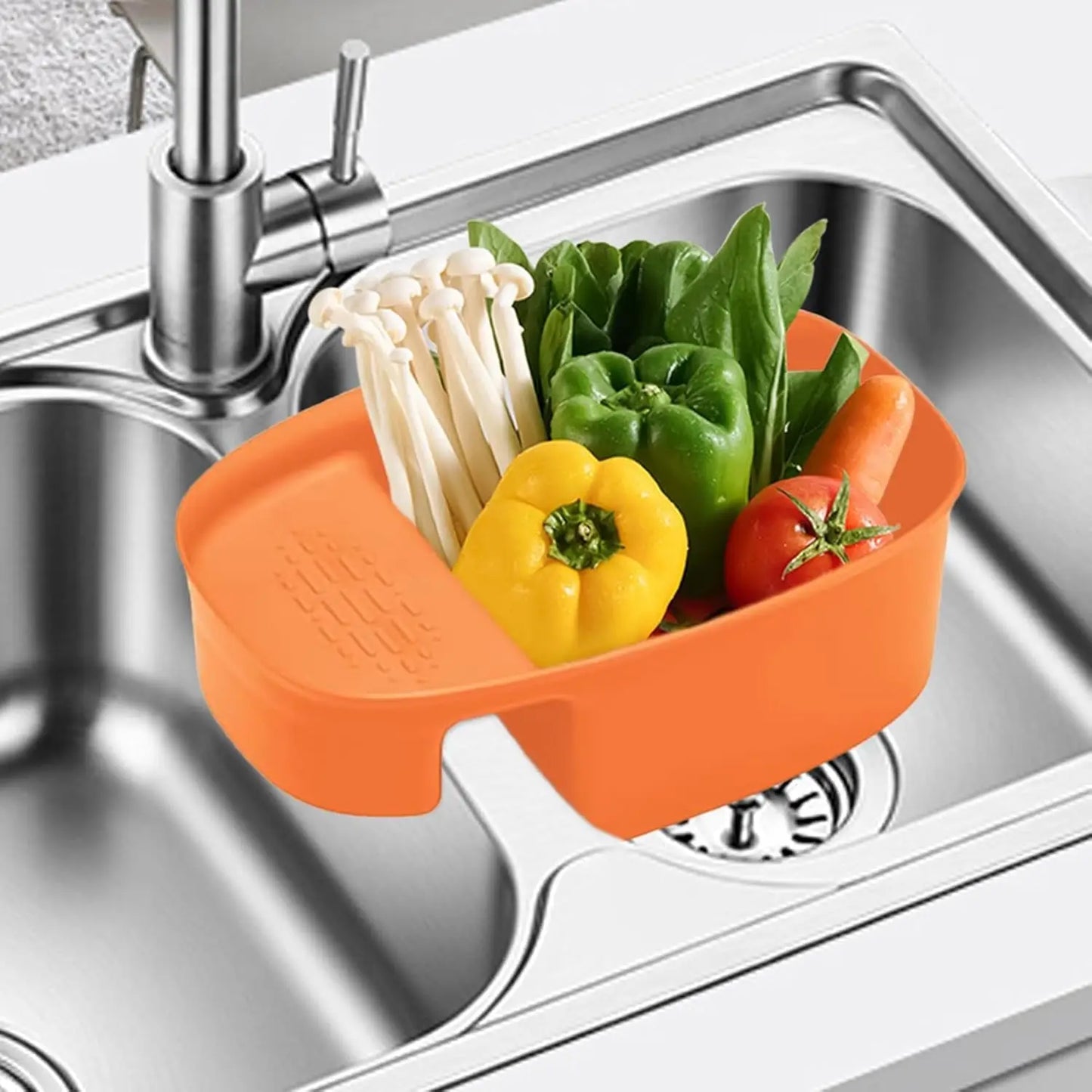 Sink Drain Basket Vegetable Rack Desiccant Drying Within Sink Reach Food Tray MultifunctionalVegetable Storage Kitchen Accessory