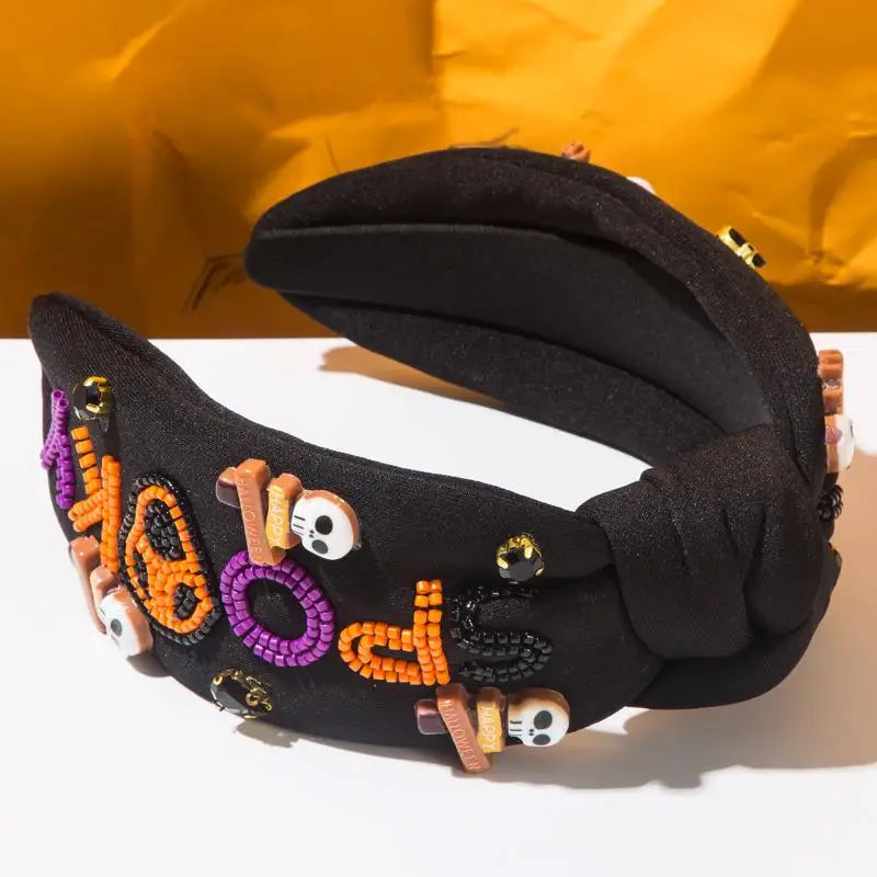 Designer Hair Accessories for Women Featuring Skull, Letters, Diamonds, and Rice Beads, Halloween Styling