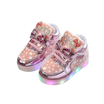 Kids LED Sneakers Girls Flash Light-up Board Shoes Spring And Autumn Children's Luminous Shoes Children's Glowing Light Sneakers