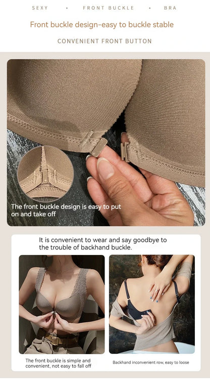 Front-button Sexy Enhancing Beautiful Back Bra for Young Girls with Small Breasts Anti-sagging Adjustable Side Bust Control Bra