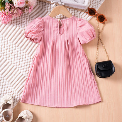 Baby Girl Summer Dresses Solid Colour Casual Fashion Bow Design Sweet and Cute Children's Clothing Hot Sale 2024 New
