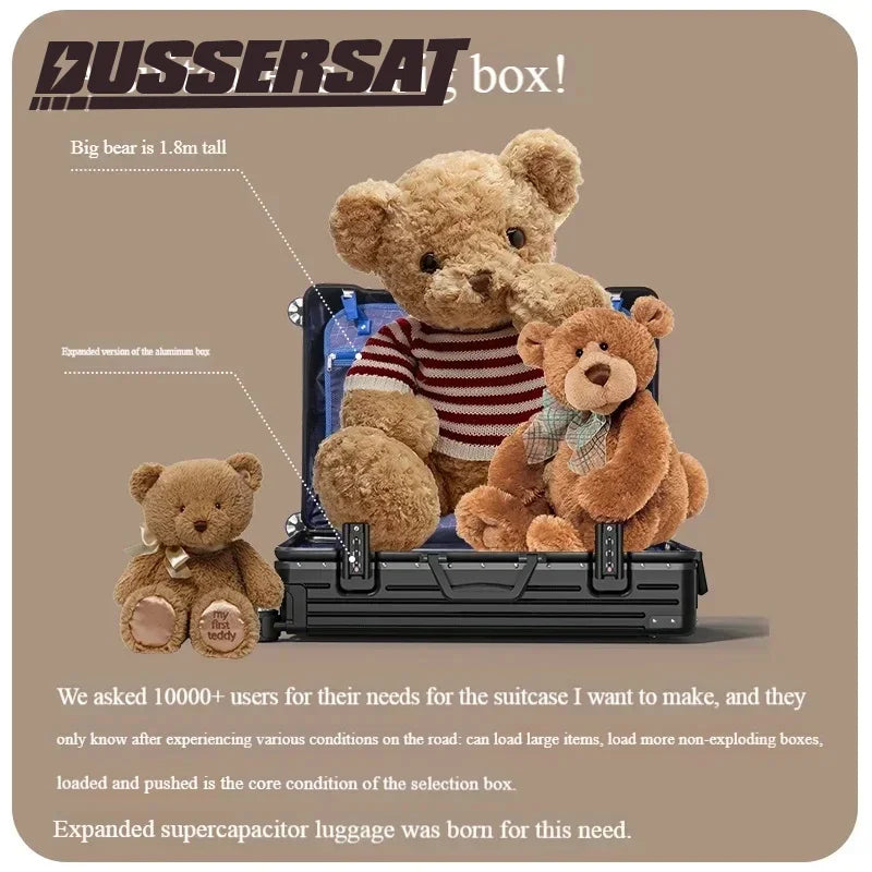 100% Aluminum Magnesium Alloy Luggage Trolley - 20-28 Inch Carry-On With Cup Holder | Lightweight Travel Suitcase