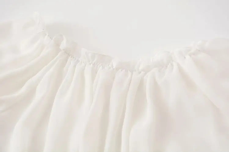 Summer New Lolita Sweet Off Shoulder Chiffon Shirt Female Short T-shirt Women Tops Student Lolita Bubble Sleeve Slim White Top