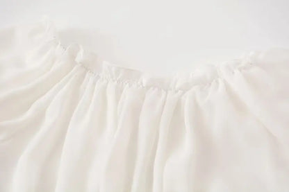 Summer New Lolita Sweet Off Shoulder Chiffon Shirt Female Short T-shirt Women Tops Student Lolita Bubble Sleeve Slim White Top