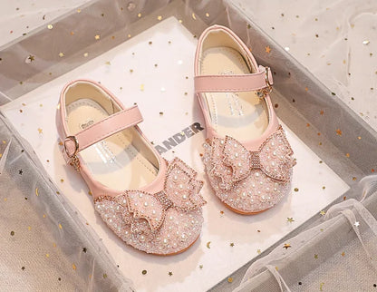 Children Princess Shoes Glitter Party Wedding Shoes for Girls Fashion Rhinestone Toddlers Ballet Flats Causal Kids Leather Shoes