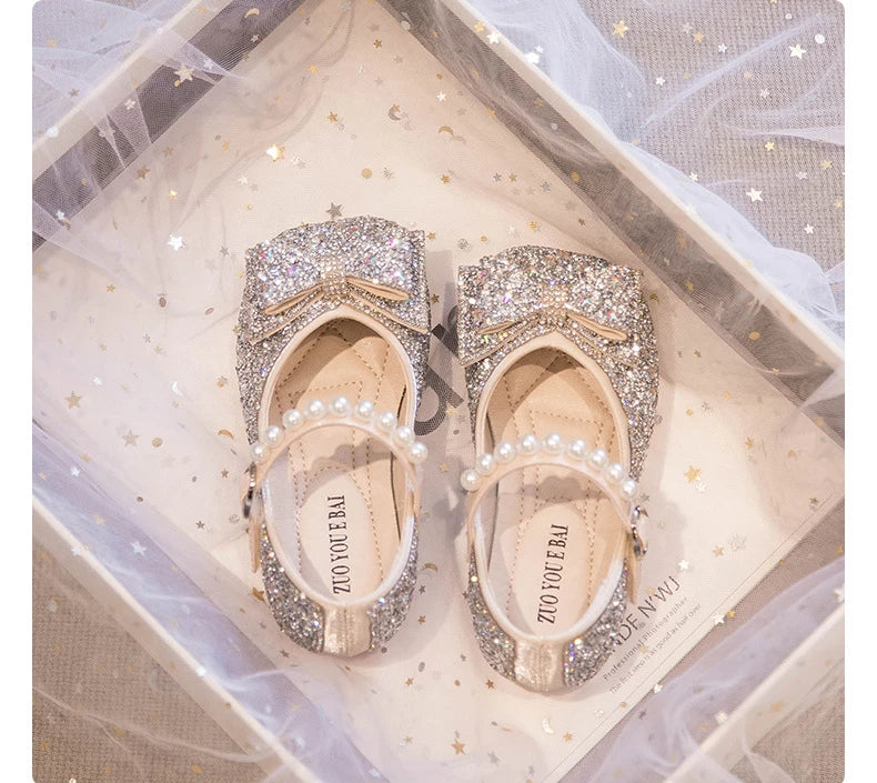 Girls Princess Shoe Soft Sole Ballet Dance Shoes Water Diamond Small Leather Shoes Mary Jane Shoes