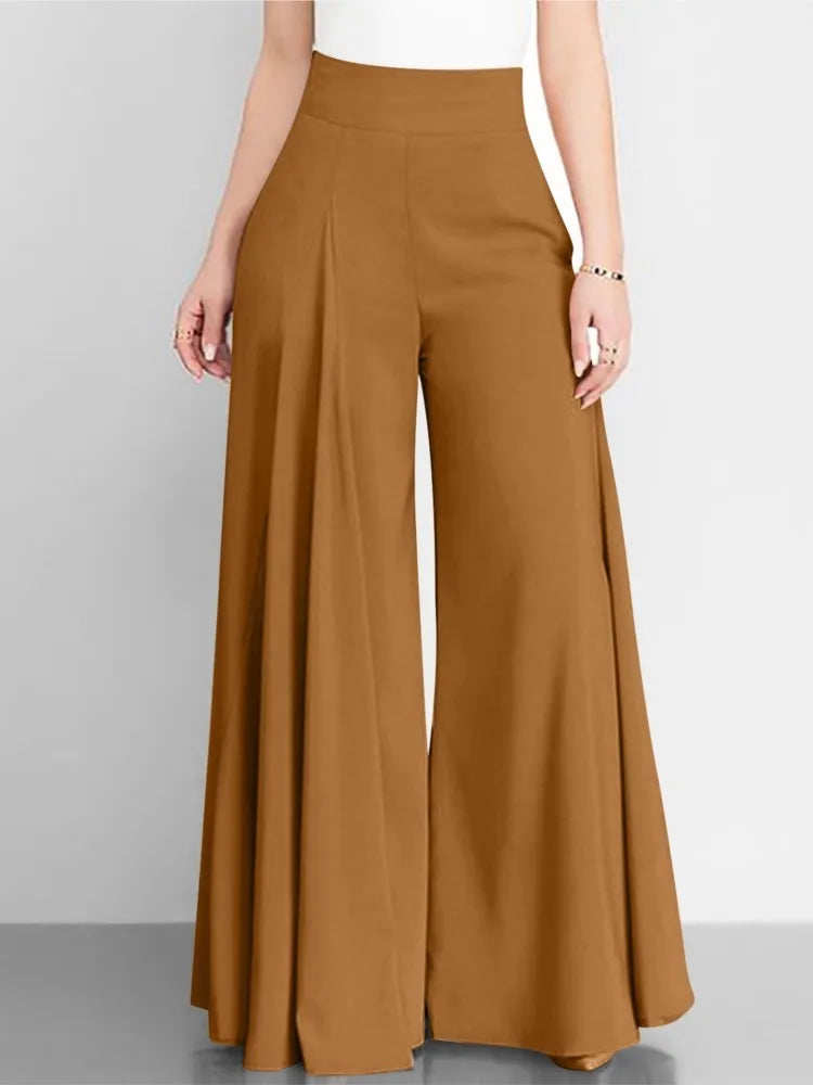 Fashion Women High Waist Wide Leg Pants Spring Autumn Female Elegant Flare Trousers Casual Solid Holiday Loose Long Pant New (Available)