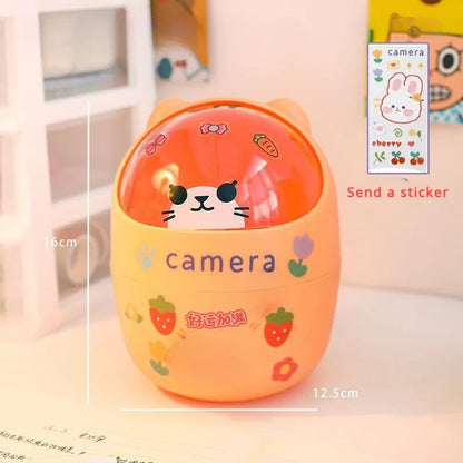 Mini Desktop Trash Can Organizer Cute Bear Multifunction Creative Cosmetic Bucket with Lid Pen Holder Kawaii Stickers Patchers