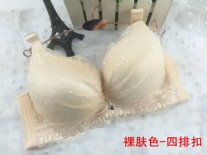 8CM Thickened Lace Push Up Bra Wire-Free for C/D Cup Ultra Soft Lift Bralette with Adjustable Straps, Plunge No Underwire Bra
