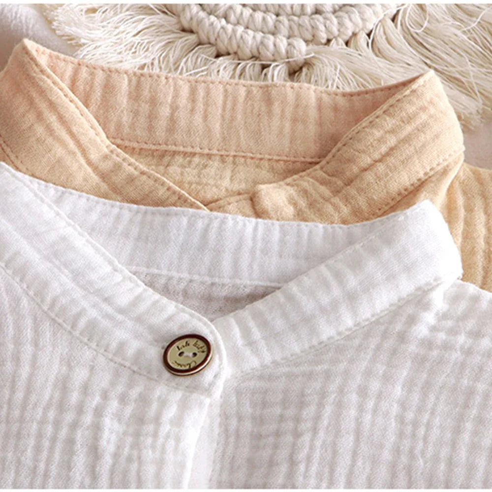 Children's Stand Collar Solid Cotton Set Kids Boy Homewear Clothes Children Clothing Casual Long Pants Set Daily