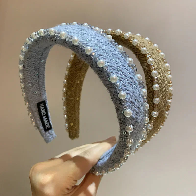 Women Hair Accessories France Pearl Beaded Hairhoops Headwears Weave Hairbands for Women Fashion Headband Accessories