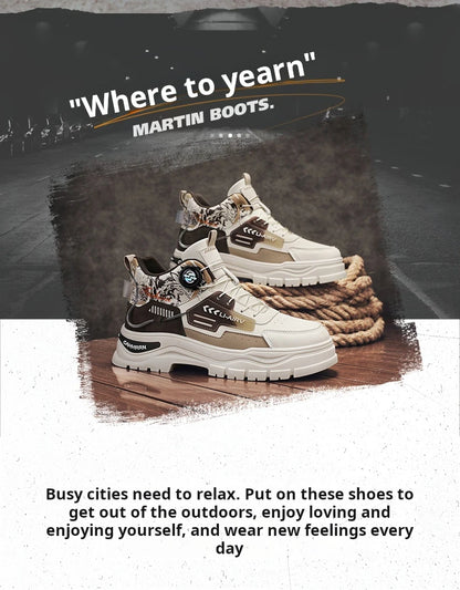 Men's Casual Outdoor Boots Fall Breathable Trendy Versatile Leisure Knob Board Shoes Anti-slip Riding Fashion Sneakers