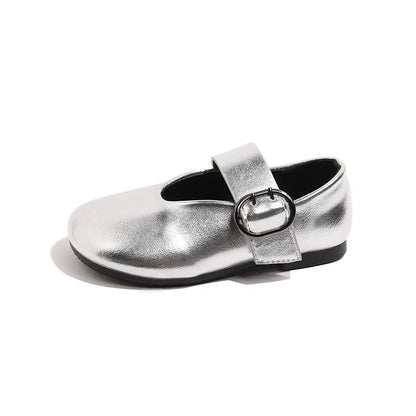 Girls' leather shoes spring new children's round toe flat fashion simple princess shoes single shoes