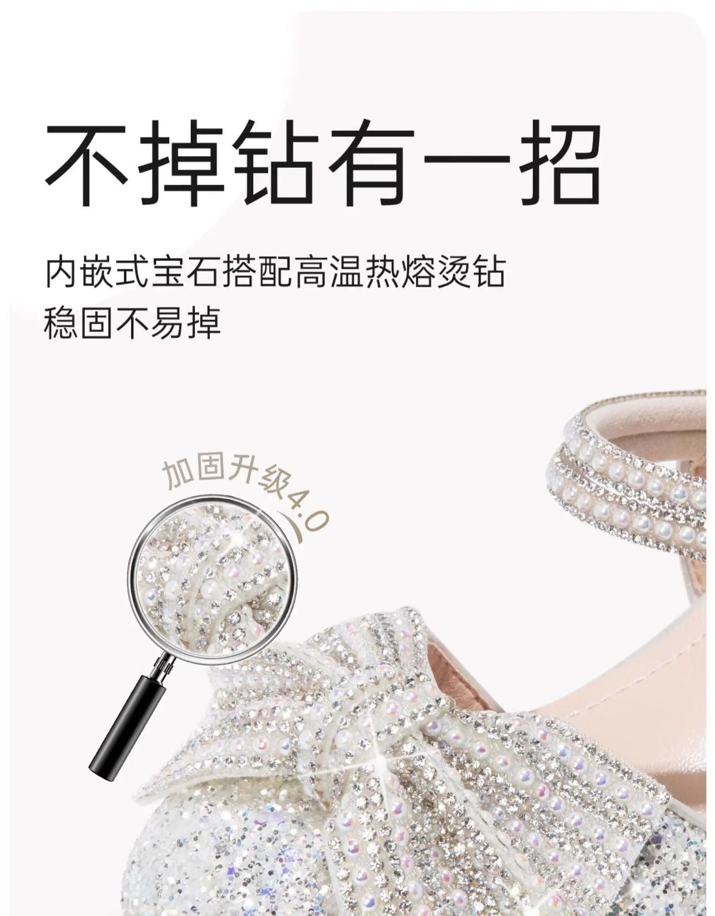 Brand Princess Shoe 2025 Summer New Sandals for Girls Kid Crystal Shoe Women Heels Gift Party Dresses for Girl Women's Sandals