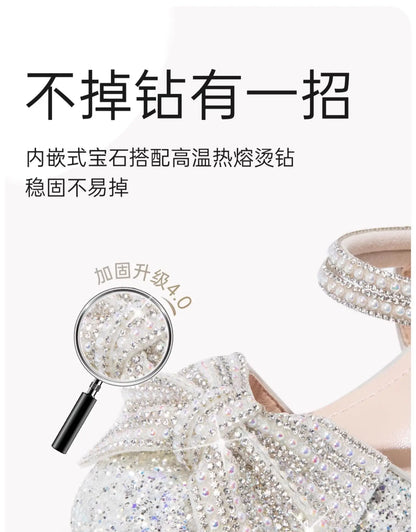 Brand Princess Shoe 2025 Summer New Sandals for Girls Kid Crystal Shoe Women Heels Gift Party Dresses for Girl Women's Sandals