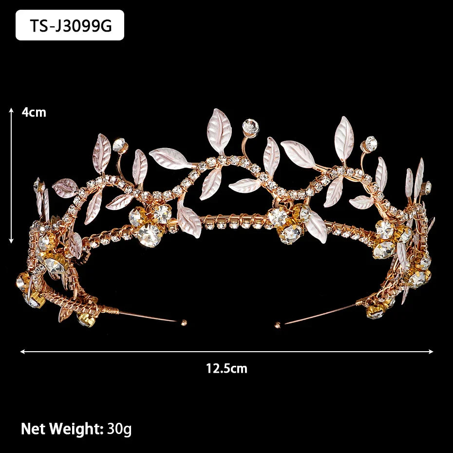 Efily Gold Color Wedding Tiaras and Crowns for Pearl Rhinestone Headband Bride Headpiece Jewelry