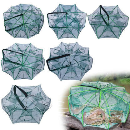 New Fishing Traps Mesh Cage Foldable Crayfish Catchers Crab Fish Cage Trap Net Nylon Casting Fishing Mesh Shrimp Net for Tackle