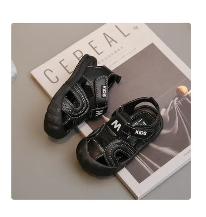 Kids Summer Sandals Boys' Toes Capped Hollow Walking Shoes  New Children Casual Versatile Beach Shoes for Vacation Air Mesh