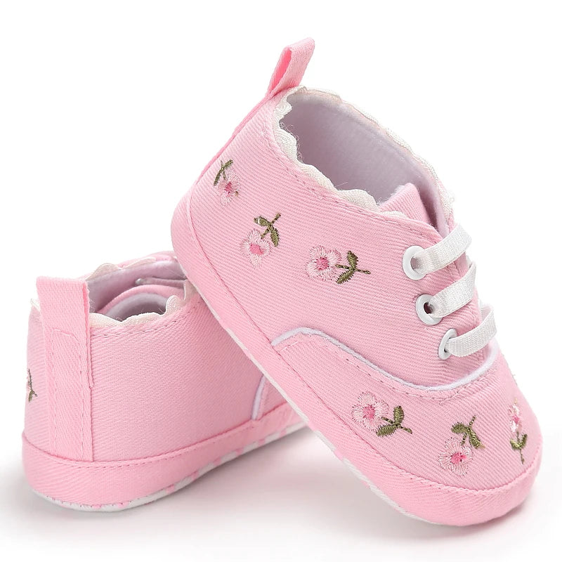 Fashionable Baby Girl Shoes Cute Classic Pink Theme Casual Flat Shoes Soft Sole Comfortable Lightweight Walking Shoes