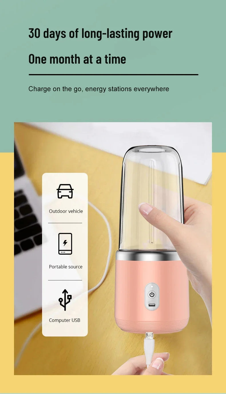 Portable Electric Juicer Mini Home Mixer Multifunctional Fruit and Vegetable Crushing Mixer USB Charging Juice Cup Juicing Tool