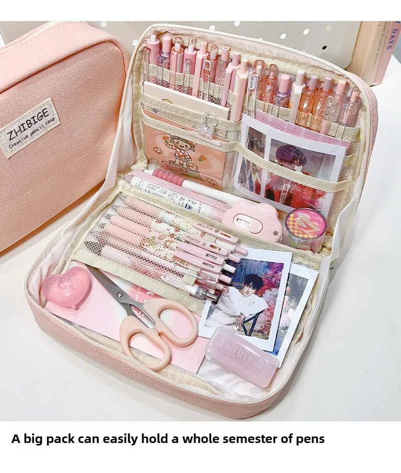 90°opening Multi-layer Pencil Case Student Stationery Storage Artifact Large Capacity Classified and Organized Stationery Bag