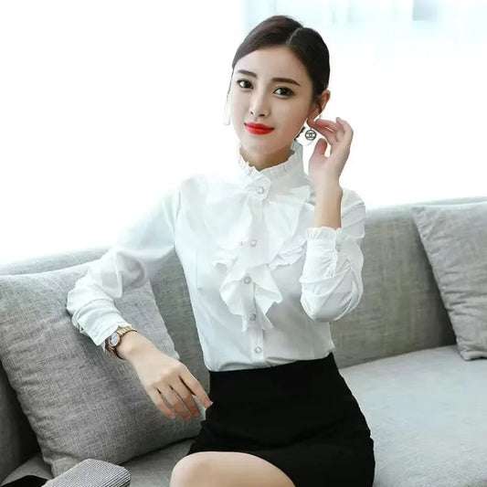 Women Blouse Lace Stand Collar Shirt Women Long Sleeve Autumn  Winter Top Shirt Blusas Ropa De Mujer
