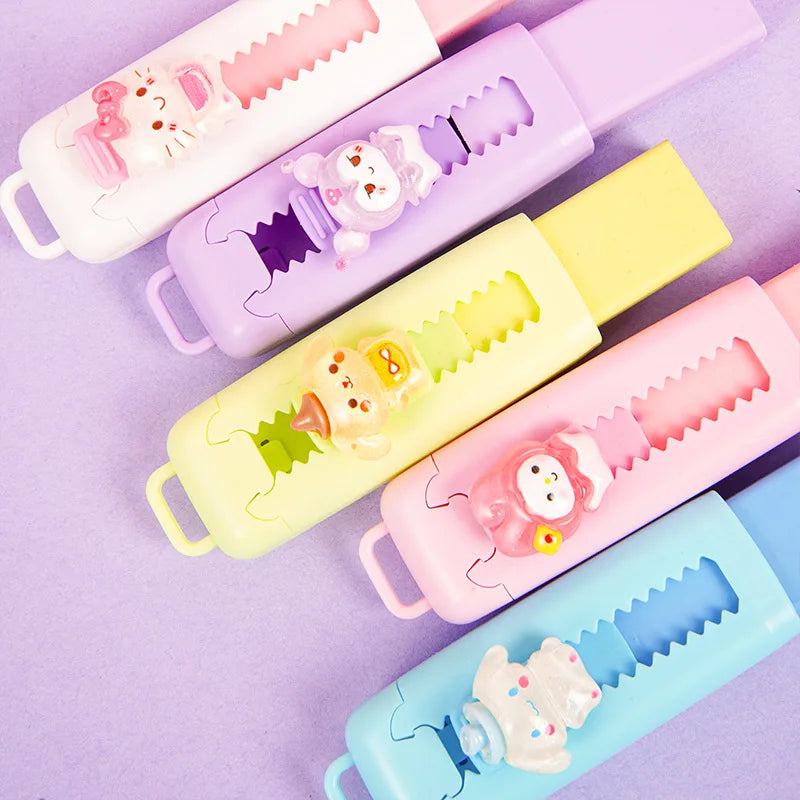 Cute Cartoon Push-pull Pencil Eraser Creative Retractable Pupil Writing Error Correction Erasers Students Stationery Supplies