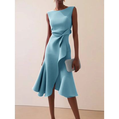 Elegant Women's Evening Dress Autumn Winter Temperament Fashionable Clothing Sleeveless High Waist Personalized Long Dresses