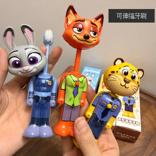 Disney Zootopia Internet Celebrity Retractable Toothbrush Nick Judy Deformed Soft Bristled Toothbrush Fine Bristle Kid Gift Toys