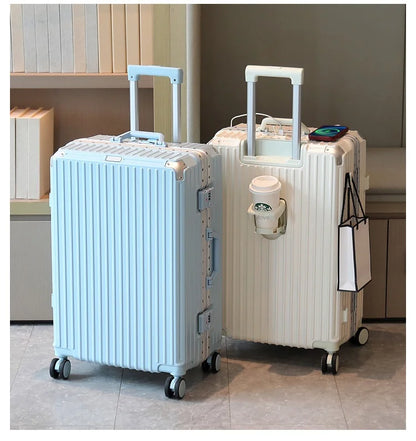 Large Capacity 28 inch Aluminum Frame Suitcase Durable Trolley Case with Universal Wheels, 24 Business Travel Suitcase