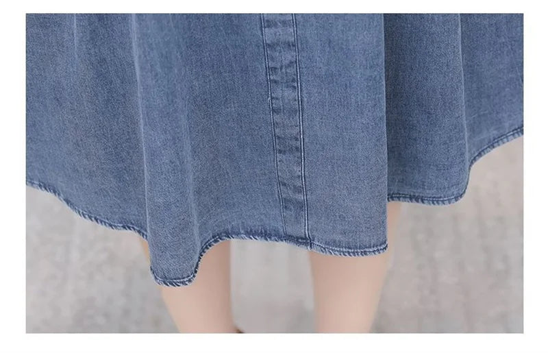 2026 Korean Summer New Denim Dress Women Temperament  Short Sleeved Fashion Slim All-match Casual Dress Female Vestidos