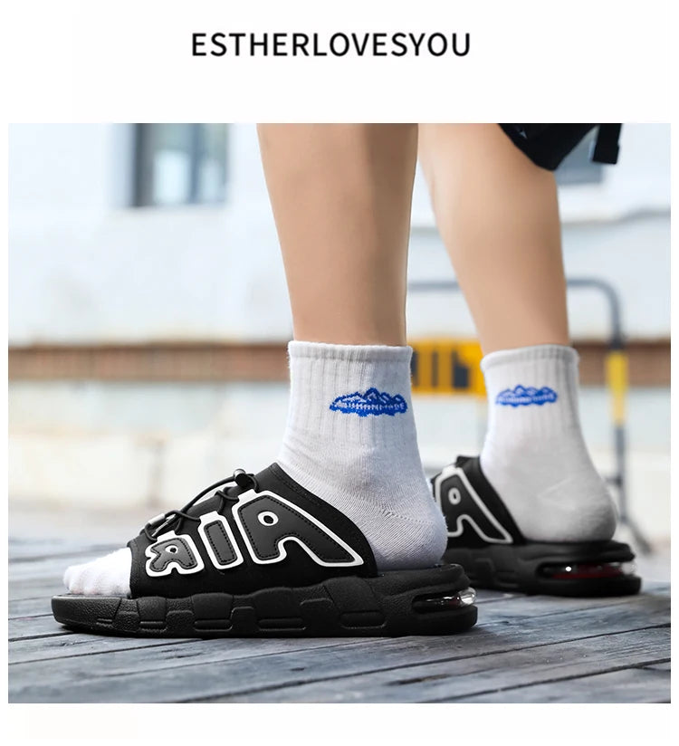 Fashion Luxury Men Slides Designer Platform Men's Cushion Slippers High quality Brand Slides For Man Beach Outdoor Sandals Men