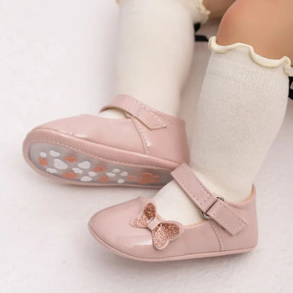 Baby Girl Shoes Newborn PU Leather Bowknot Dress Infants Shoes Rubber Non-Slip Toddler First Walker Baby Shoes Girls