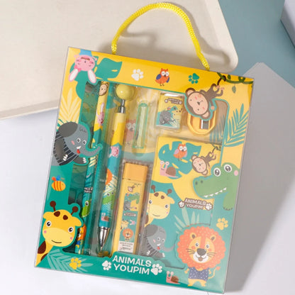 5/8 Stationery Set Notebook Pencil Automatic Pencil Pencil Cap Pencil Sharpener Pencil Refill Geometric Ruler Eraser for Kids