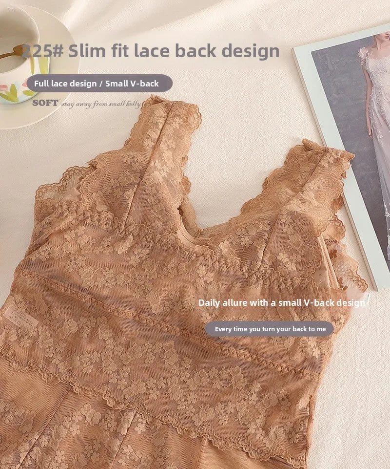 Lace White Strap Vest Women Summer Outdoor Wear with Chest Pad Beautiful Ba Base Inner Match V-ne Svel Top Women