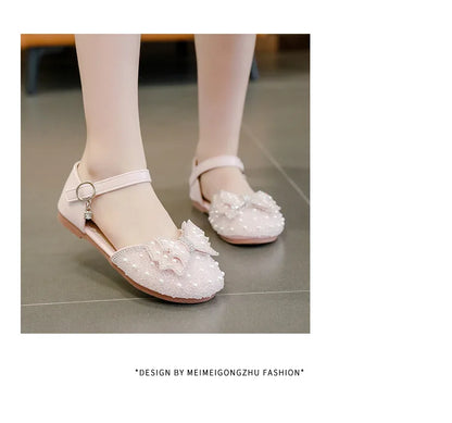 Girls Summer Sandals Soft Bottom Anti-Slip Butterfly Knot Princess Shoes Children's Footwear Comfortable Lightweight Slippers