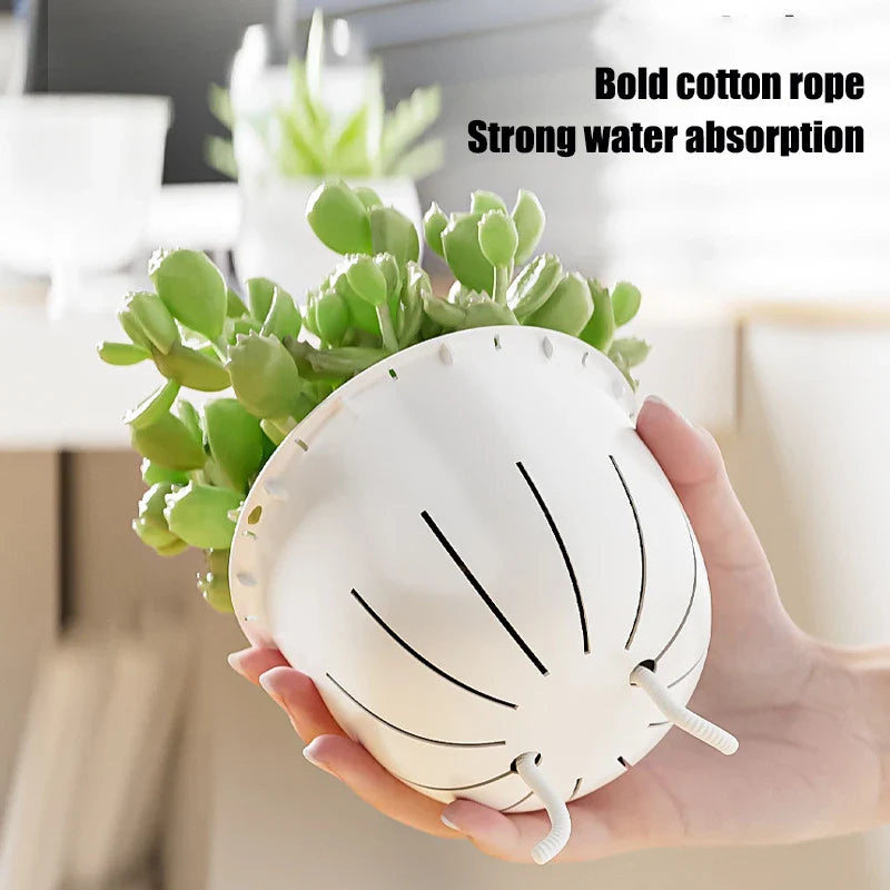 Self Watering Flowerpot Automatic Water Absorbing Flowerpot Transparent Double Layer Plastic Succulent Plant Pot Decorative Pot