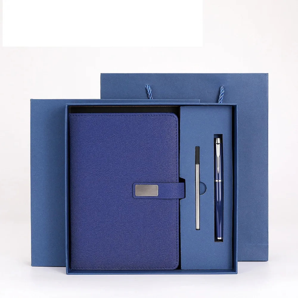 PU Leather Corporate Gifts Set Stylus Pen Refill Set Notebook Pen Set Customized Printing Flash Drive Customized Notebook