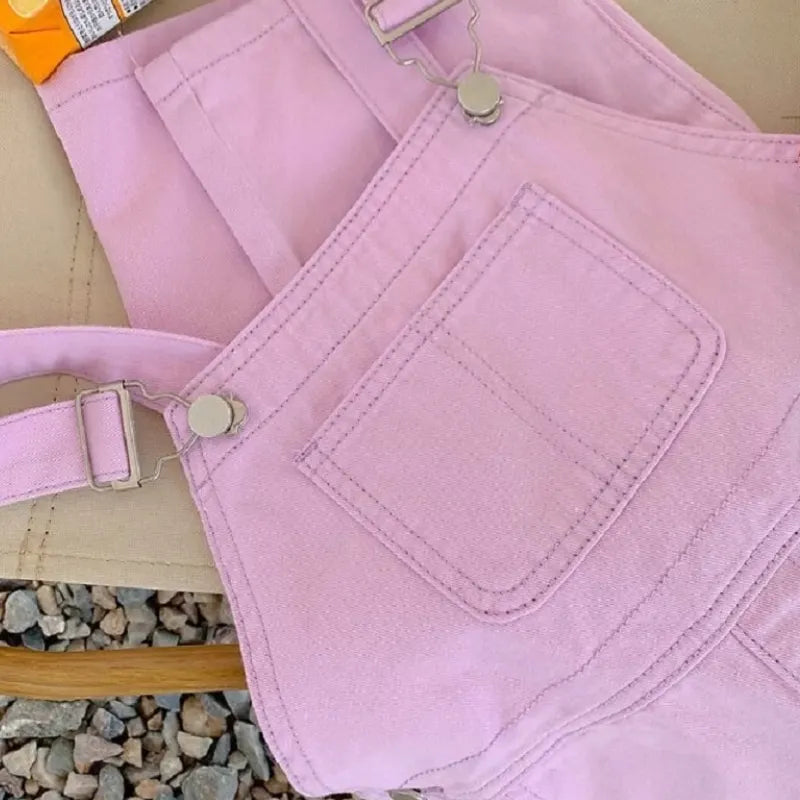Baby Girl Denim Overalls Pant Pocket Fly Sleeve Shirt Toddler Teen Child Suspender Trousers Kid Dungaree Baby Clothes 3-14Y (Available)