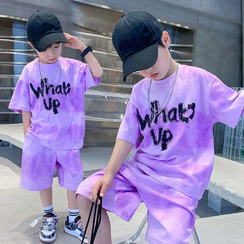 Korean Thin Sports Summer Two-Piece Set Boys Summer Set New Children's Summer Medium and Large Children's Boy