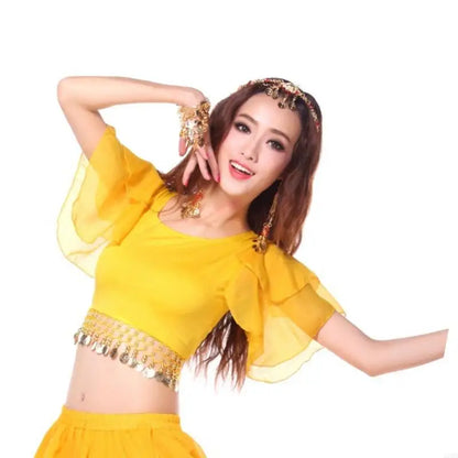Multi Color Performances Blouse Swirling Tassels Detail Dancewear Costume