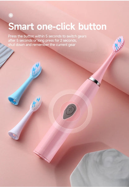 Electric Toothbrush for Adults Soft DuPont Bristle Portable Battery Endurance IPX7 Waterproof Intelligent Effective Oral Care