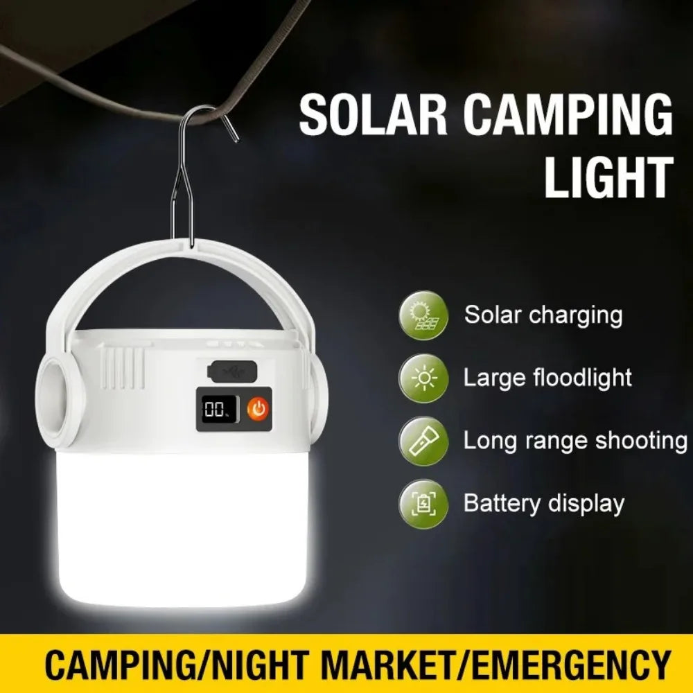 Outdoor Solar Lantern Waterproof Design Dual Light Modes Portable Lightweight Long Runtime Solar Powered Camping Emergency Light