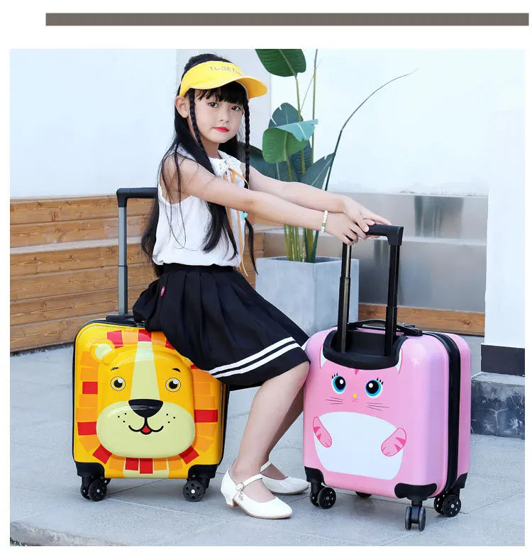 Children's Trolley Case Universal Wheel Cartoon Animal Portable Luggage Multi Function Boarding Case