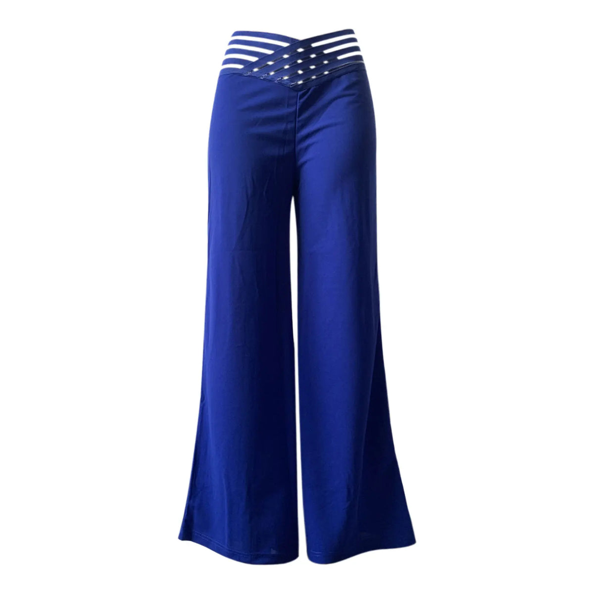 Women Wide Leg Flared Pants  Spring Casual Crisscross Sheer Mesh Patch High Waist Trousers Y2k Streetwear Elegant Work Pant (Available)