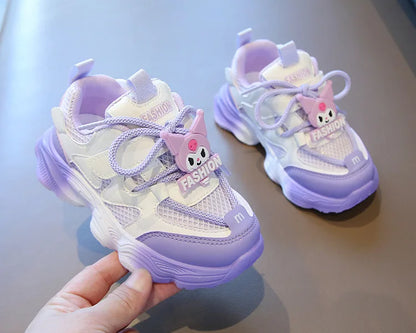 2026 Girls Kuromi Autumn New Board Shoes Sanrio Sports Dad Shoes Children Cartoon Kawaii Comfortable Breathable Casual Shoes