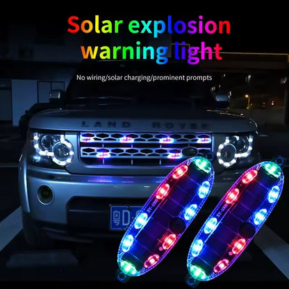 Solar Power LED Warning Night Light Anti-rear Strobe Tail Light Car Flash Light Strobe Warning Light for Car Motorcycle Vehicle