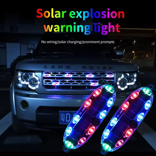 Solar Power LED Warning Night Light Anti-rear Strobe Tail Light Car Flash Light Strobe Warning Light for Car Motorcycle Vehicle
